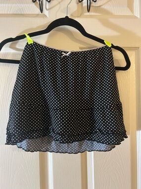 Black Polka Dot Ruffle Mini Skirt